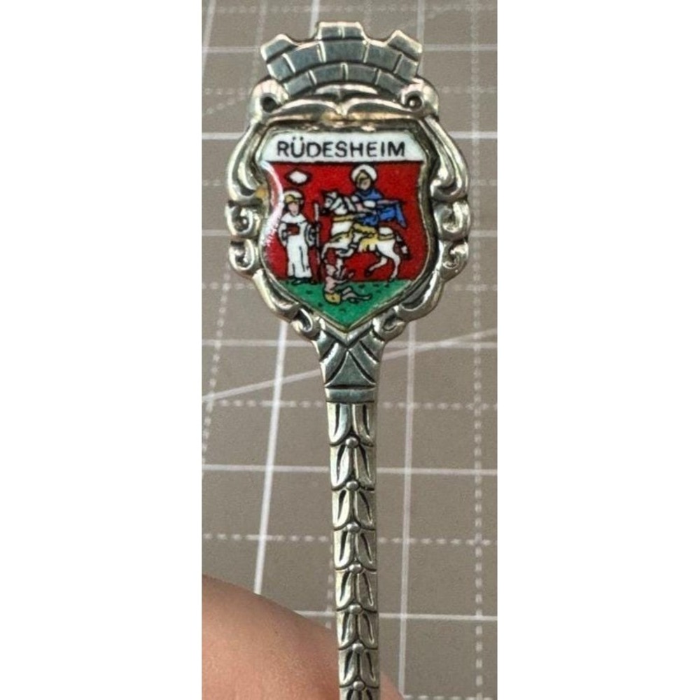 Vintage Souvenir Spoon 800 Silver Rüdesheim Germany Crest 4"